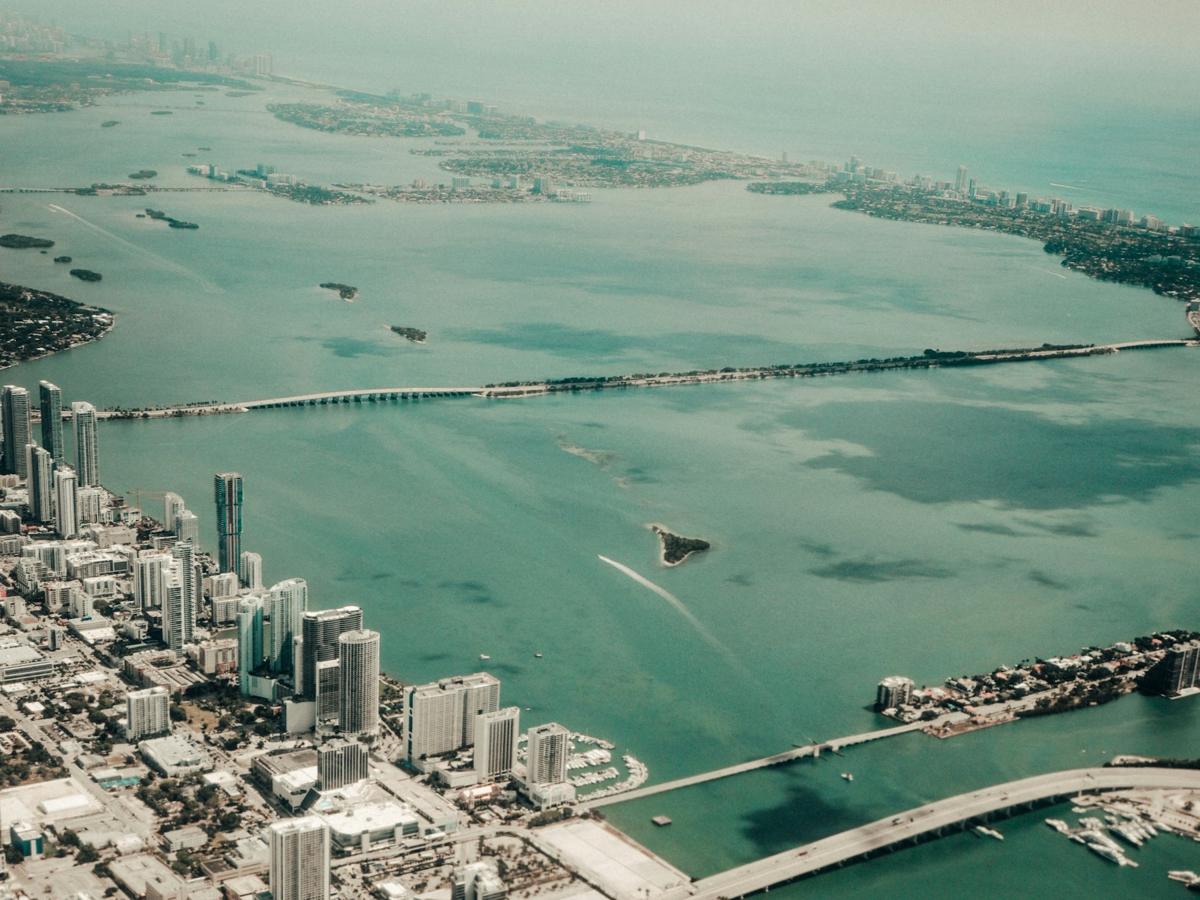 Aerial view of Miami Beach and Biscayne Bay